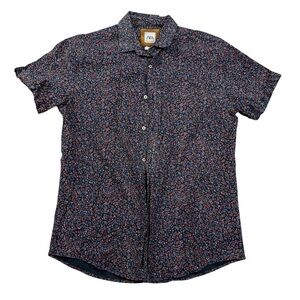 ZARA Men's Slim Fit Floral Micro Print Short Sleeve Button Down Shirt Size M